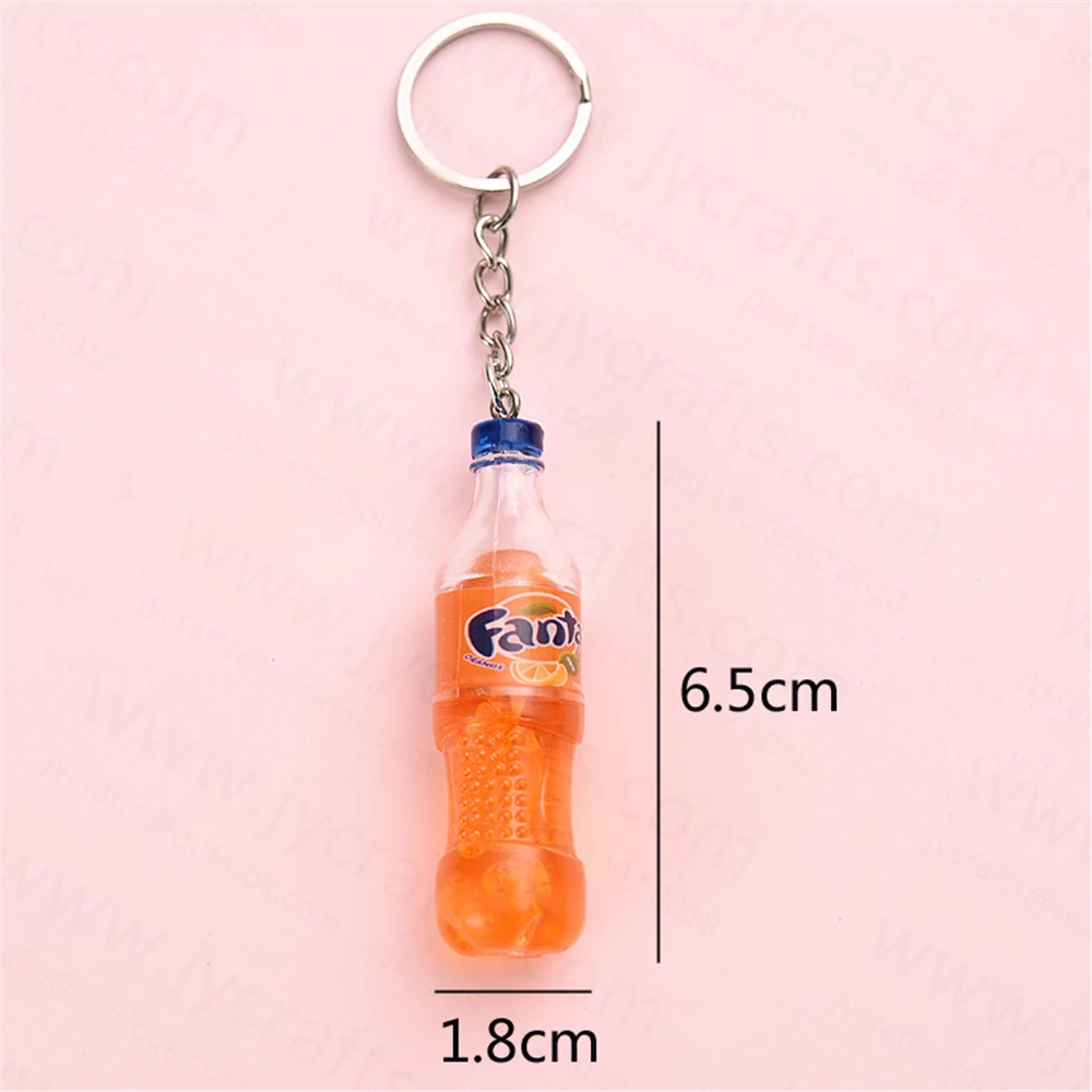 factory outlet idea promotion gift 3D drink beverage bottle keychain keyring capsule toys for fashion gift