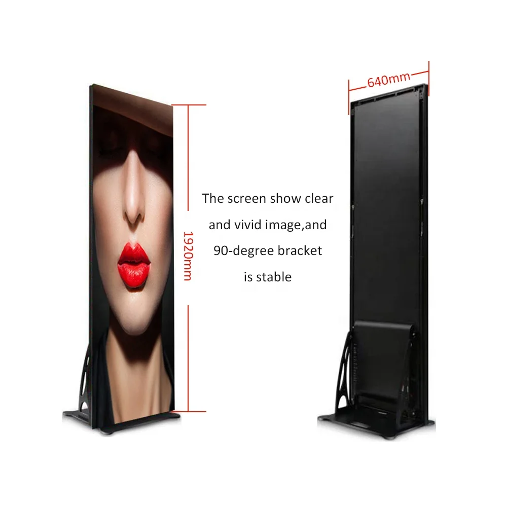Indoor portable led mirror screen floor standing advertising P2.5 HD LED poster