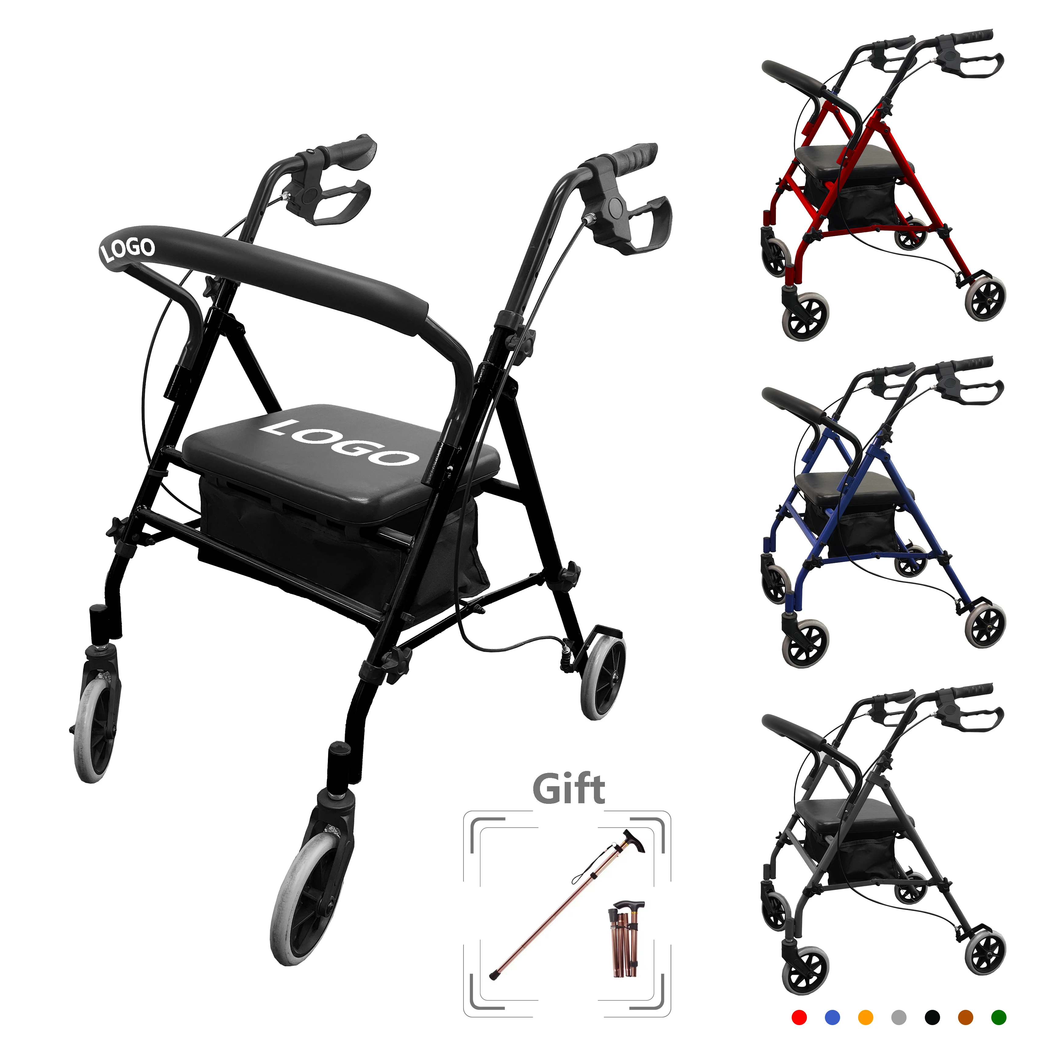 Senior High Quality Aluminium Durable Adjustable Adult Rollator Walker For Elderly