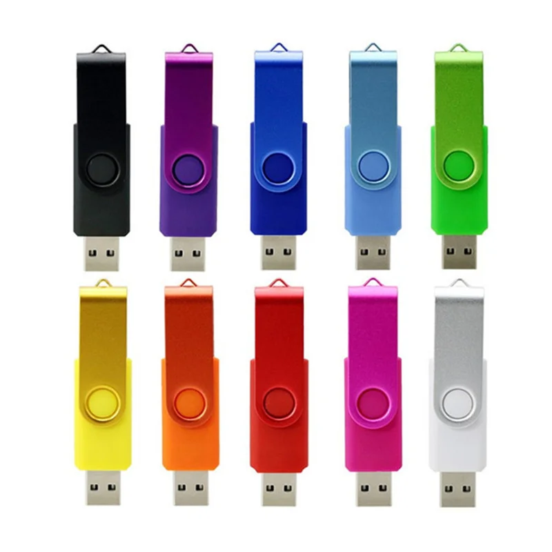 Promotional Business Gifts Colorful Plastic Swivel USB Flash Drives Cases and Colorful Metal Clip