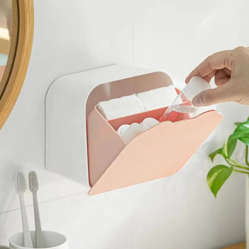 New Wall mounted Sanitary Napkin Storage Holder Flip Dustproof Sealed Cosmetics Storage Box