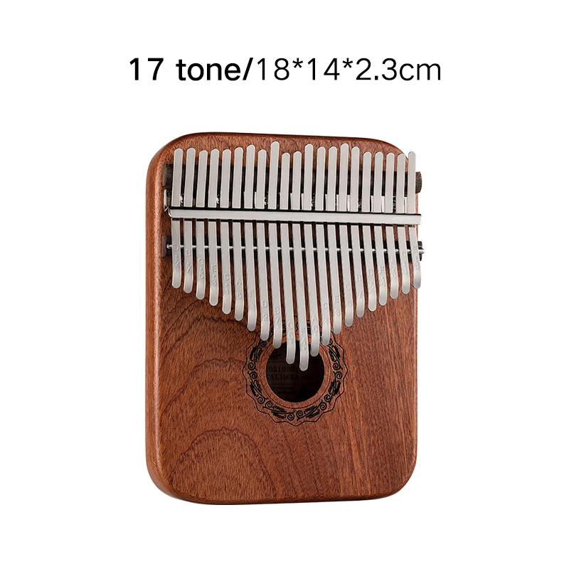 Hluru 21 Key Chromatic Kalimba RedRose/Sandal Solid Wood  Finger Musical Instrument Rounded plate for Kids