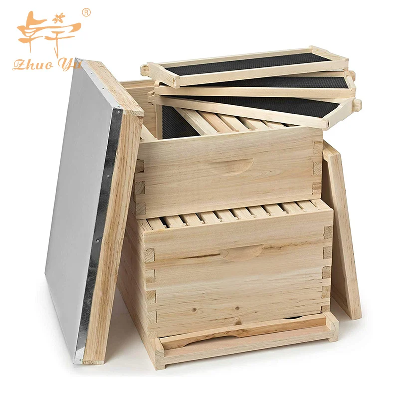 Beekeeping Tools 10 Frame American Beehive 20 Frame Complete Box Kit with Metal Roof for Langstroth Beekeeping
