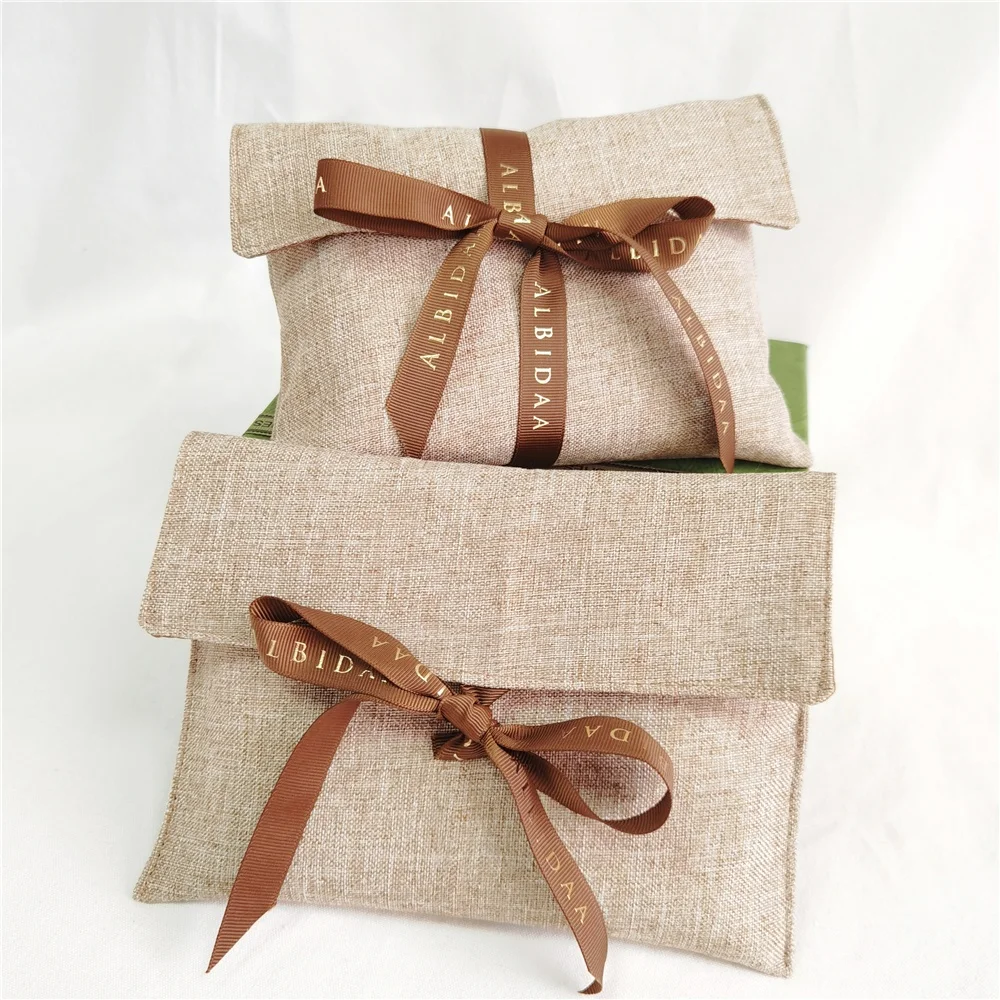 Chuanghua BSCI Jute Envelope Dust Bag With Lining Layer Natural Jute Flap Pouch Envelope Flap Pouch Luxury For Clothing Shoes