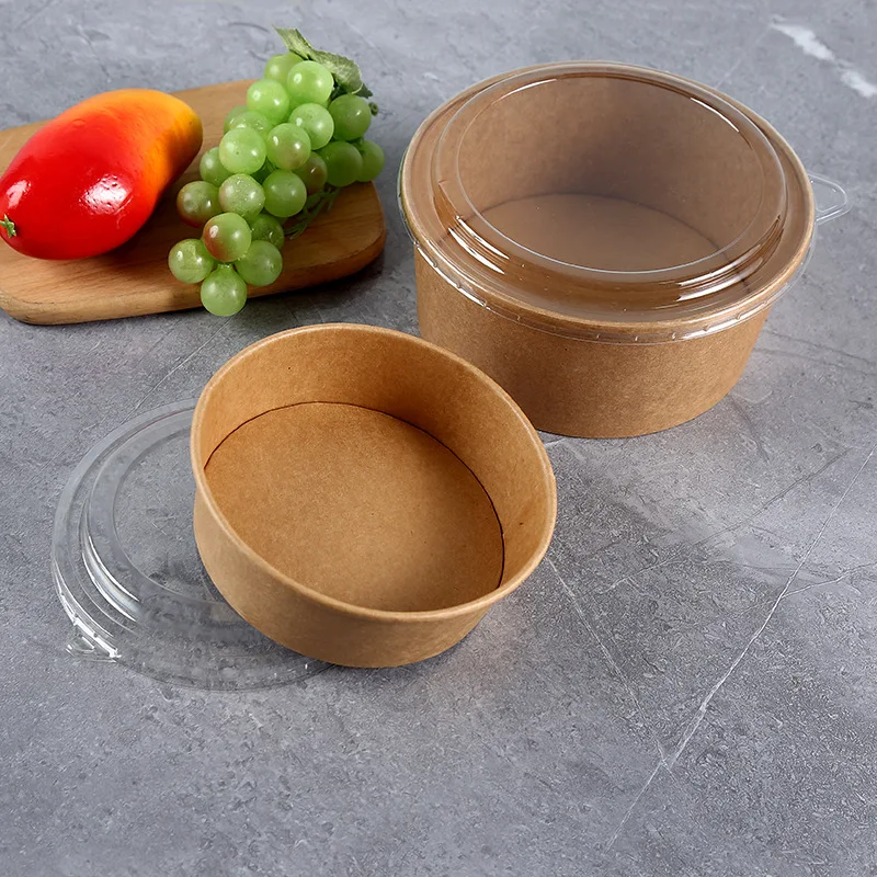 Disposable 1100ml Paper Bowl Ice Cream Paper Cup Eco friendly food grade leakproofdessert yogurt kraft paper Salad bowl