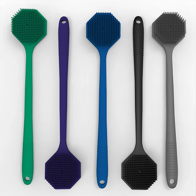 Octagon 17 Inch Multifunctional Body Brush Silicone Long Handle Back Brushes Massage Cleaning Remove Exfoliating Bathroom Tools
