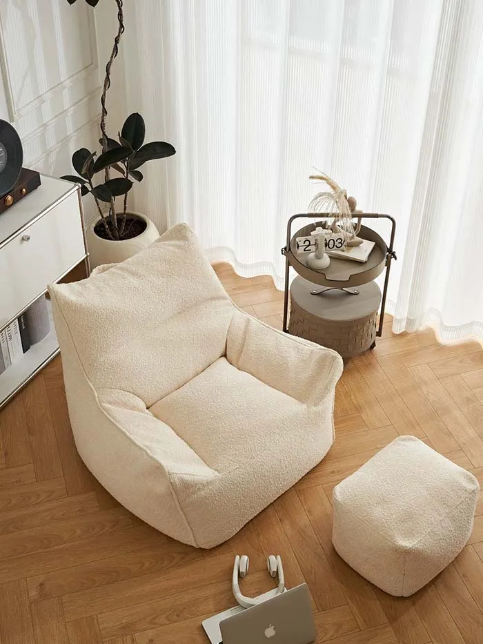 Single sofa fabric living room bedroom study balcony lazy sofa small apartment can lie can sleep network red sofa