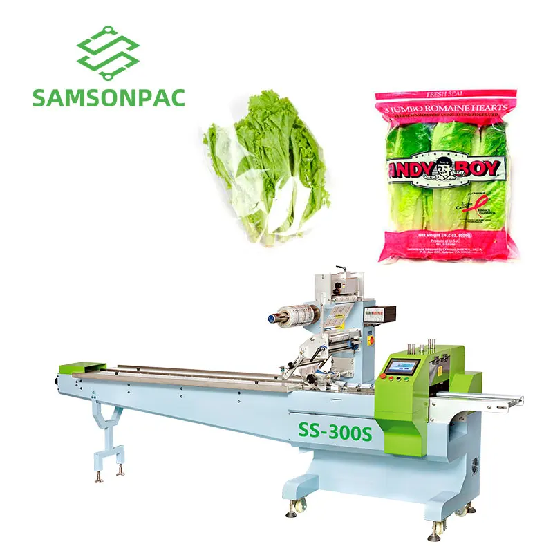 Fully automatic horizontal wrapping flow Pack packing machine vacuum vegetable packing machine