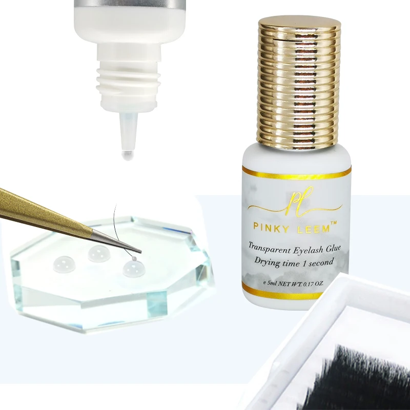 Pinky Leem Custom 0.5,1Second Eyelash Extension Glue Strong Waterproof Lash Glue Adhesive fast drying clear low fumes lash glue