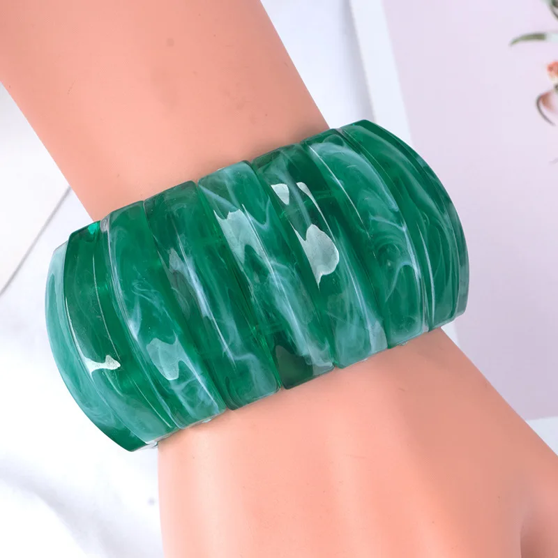 New Fashion Colour Resin Bangle Bracelet Summer Geometry Jelly Color Handmade Handicrafts Jewelry