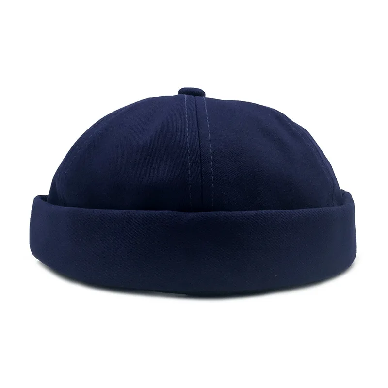 Wholesale Unisex Brimless Baseball Cap Baseball Blank Custom And Adjustable Docker Cap With Vintage Rolled Cuff Brimless Hat