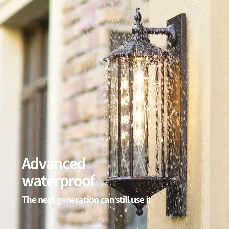 Creative Courtyard Corridor Garden Wall Lamp Retro Water Proof Outdoors Lighting Cube Bracket Light Fixtures LED Glass Aluminum