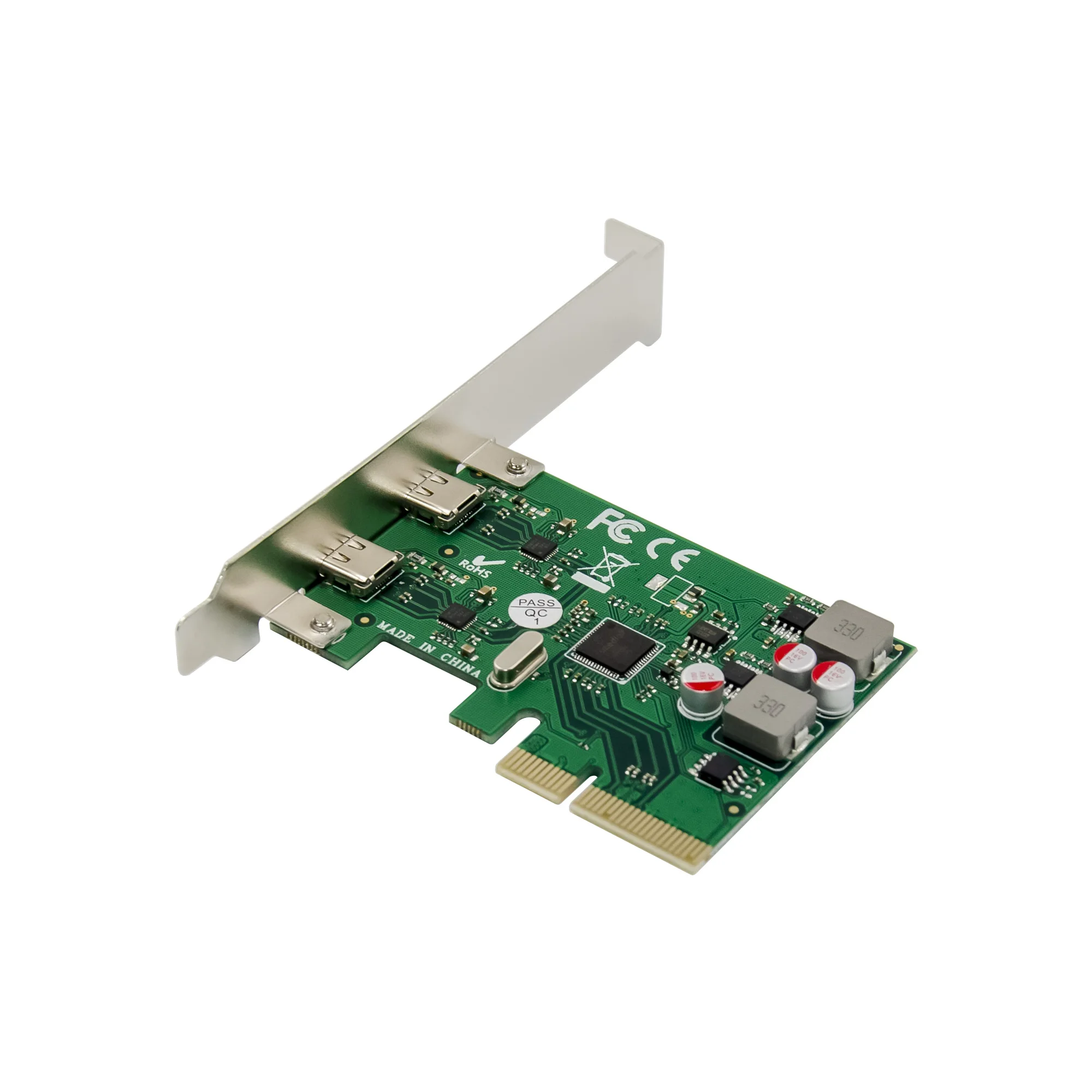 PCI-E ASM1142 USB Type C 2 ports Extended Card self powered
