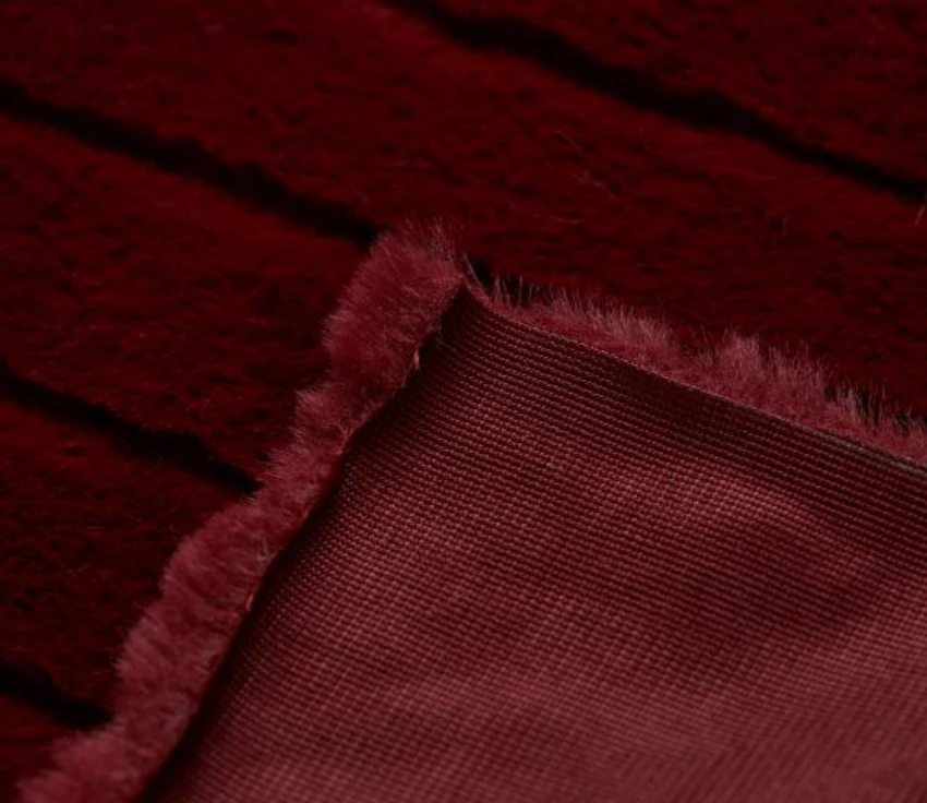 Плюшевая ткань красного вина, искусственный мех, гладкая на ощупь ткань из искусственного кроличьего меха