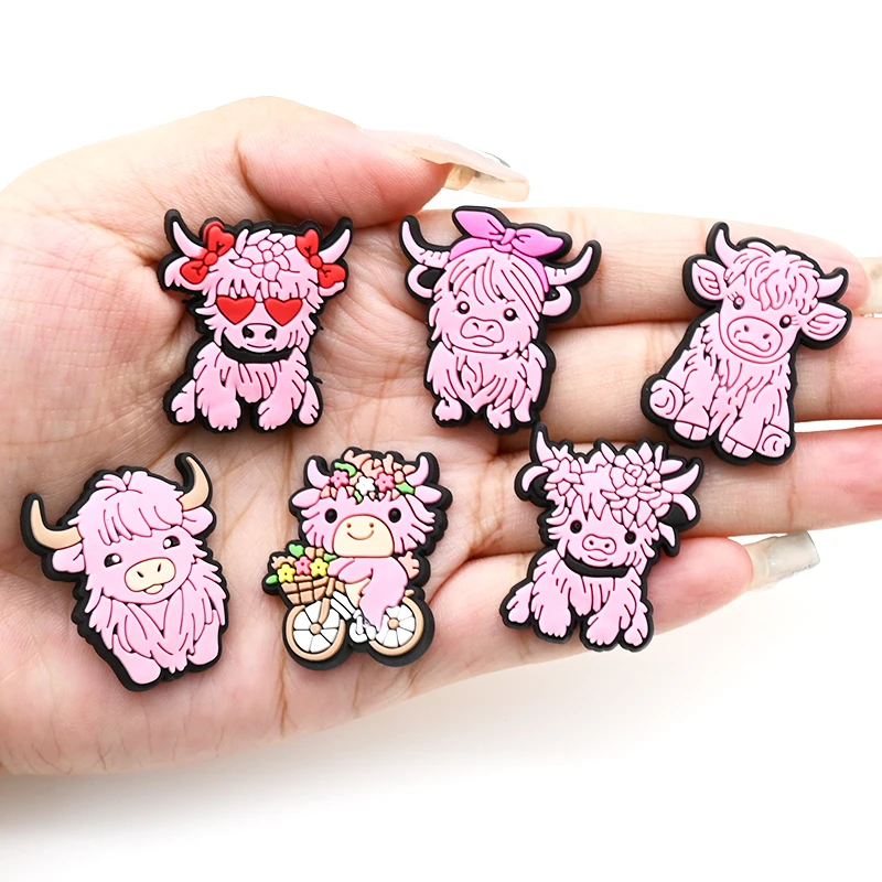 Cow Series DIY Shoe Accessories Luxury PVC Silicone Rubber Clog Charms with Buckles Fun Shoe Decorations Soft Features