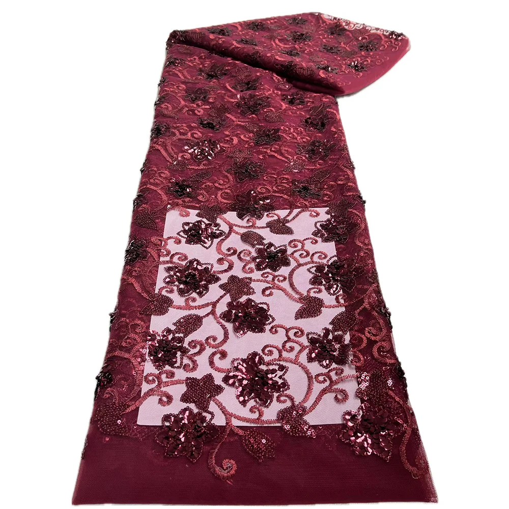 NI.AI Pretty Sequin Beaded Lace Pearls Sequin Fabric Embroidered Sequins Stripe Lace Fabric For Formal Dress Lace Fabric