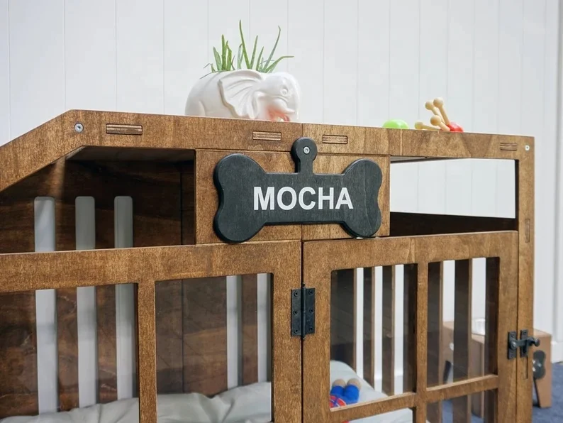 Modern Dog Pet Furniture Wood Crate Pet House Furniture Indoor Dog House Wooden Dog House Crate Pet Fence