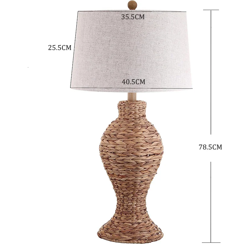 Vintage Eco Friendly Handmade Creative Rattan Homestay Table Lamp Nordic Style Home Decor Rattan Led Bedroom Table Lamp