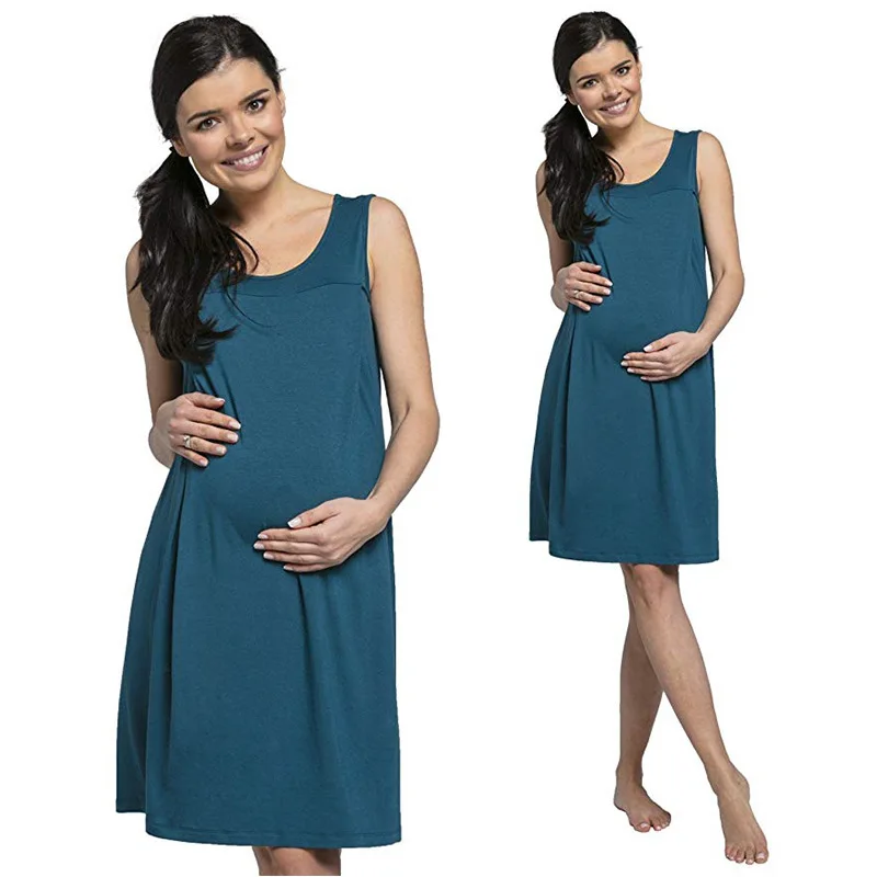
Spring And Summer Women Robes Sleeveless Dress Homesuit Hospital Loose Breastfeeding Maternity Pajamas 