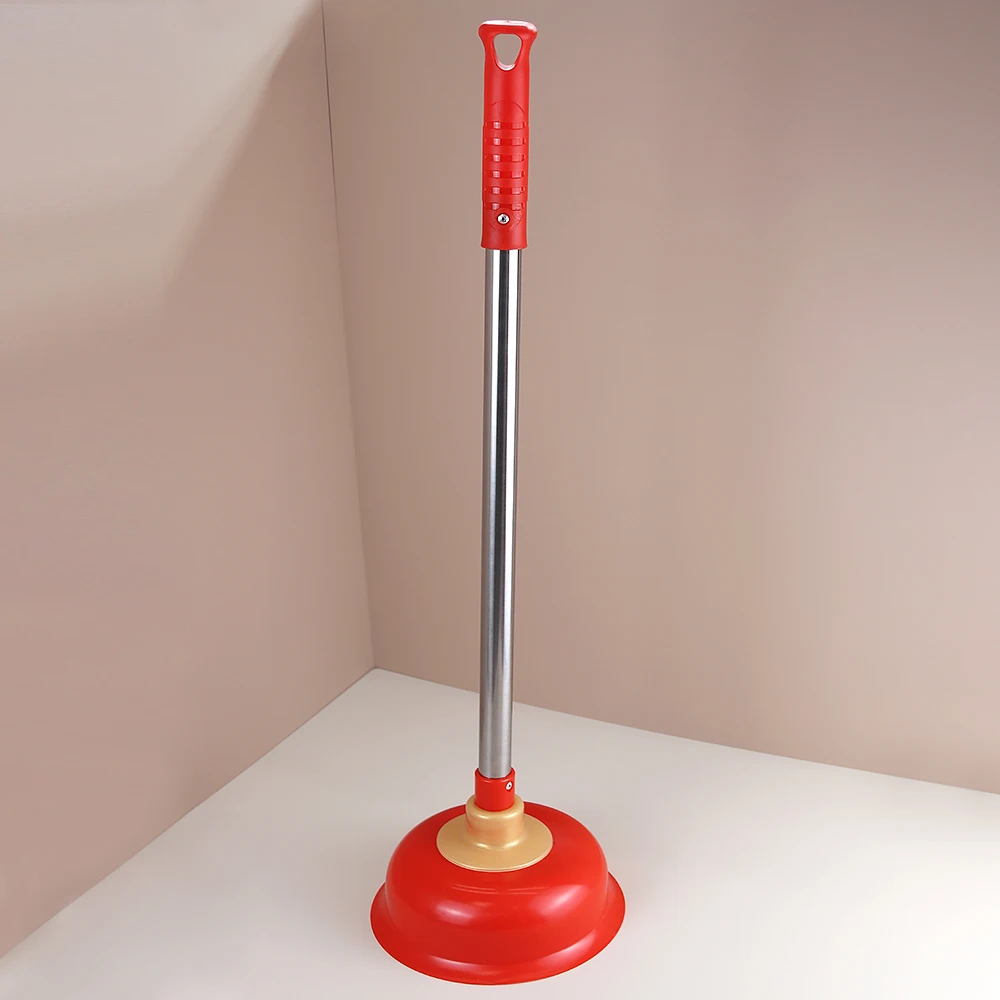 high pressure Aluminum toilet sink plunger household toilet brush plunger stainless long hand rubber head toilet water plunger