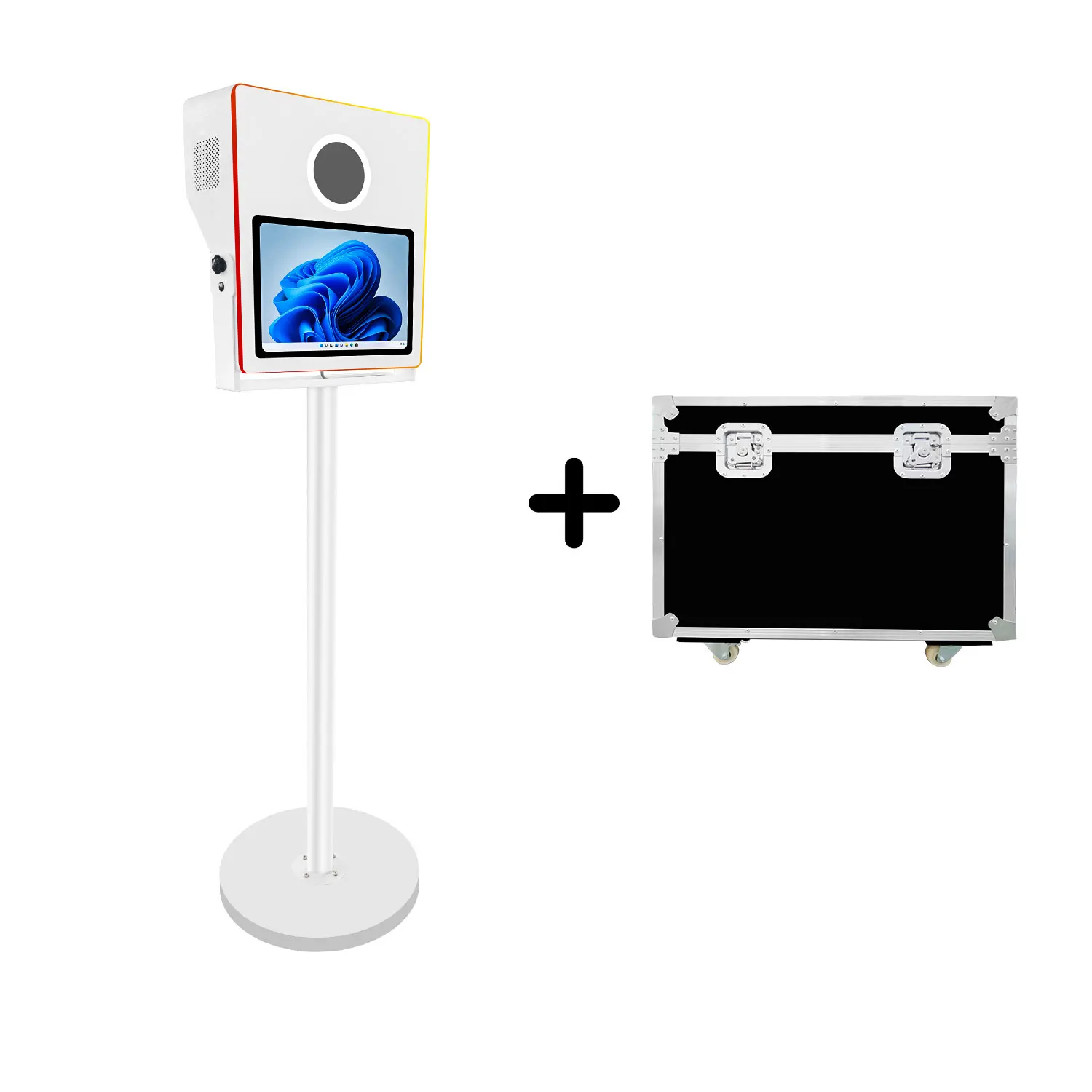 Elegant Column Dslr Photo Booth 15.6 Inch Touch Screen With Selfie Magic Photo Booth And With Flight Case