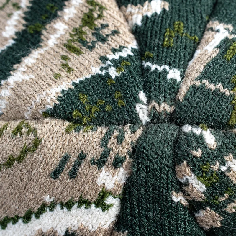 Outdoor Sports Wool Knitted Hat Real Tree Camo Pattern Jacquard Beanie