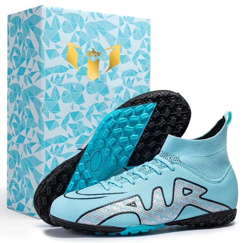 Factory assassin knitted soccer shoes boys girls long spikes broken armor design elementary school middle school turf training