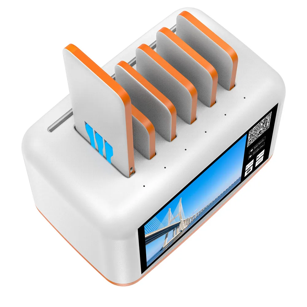 Portable 6 slots mobile phone rental power bank share station lock for restaurant hotel bar