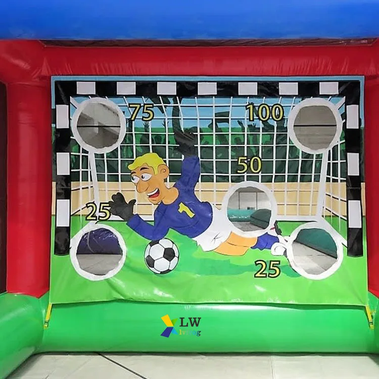 Outdoor carnival football shooting game portable mini soccer goal inflatable football goal for kids