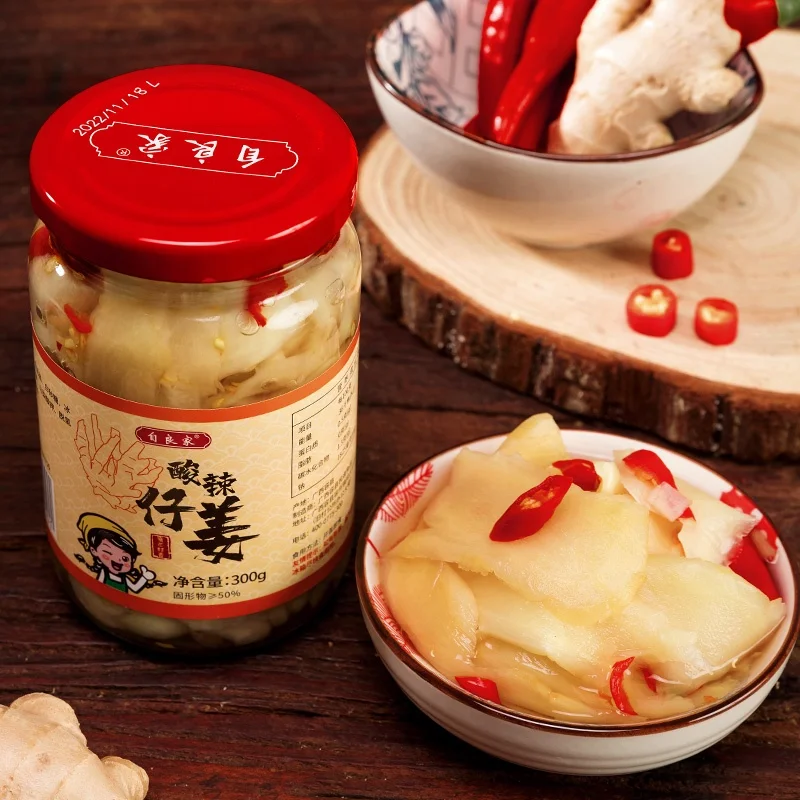 Factory direct sales  hot and sour ginger spicy pickles bottled instant appetizer