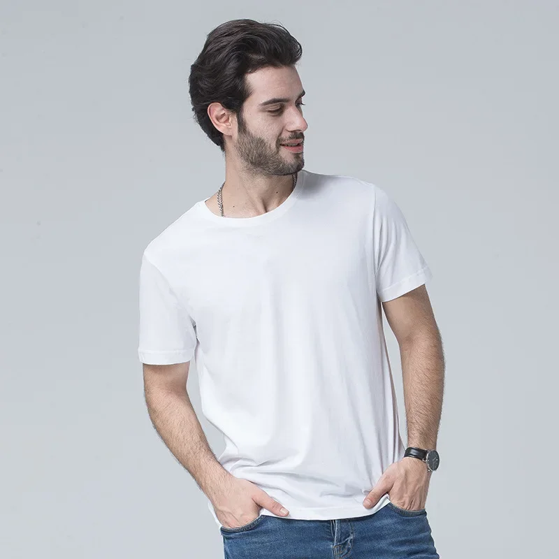 Wholesale China plain Classic Round Neck Blank organic cotton tshirts custom 3d embossed logo printing bulk polyester t-shirts