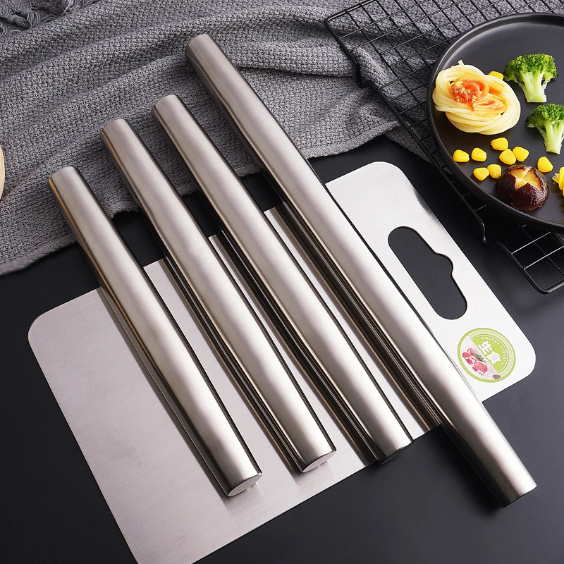 SUS304 material stainless steel rolling pin for dumpling baking cookie bakers stainless steel  rolling pins & pastry boards