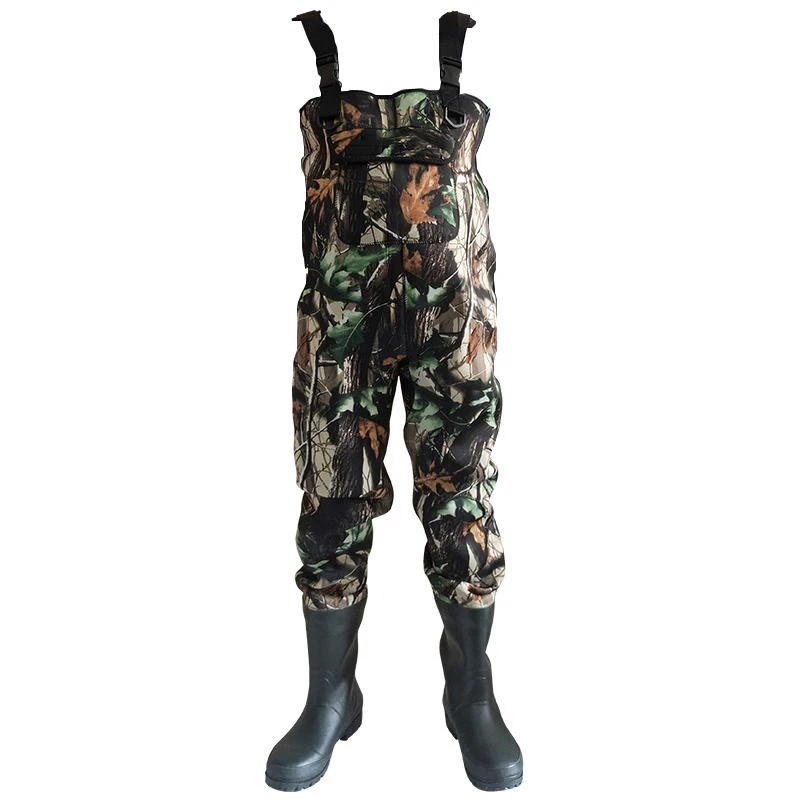 high quality outdoor hunting neoprene breathable fishing chest wader pants with boots