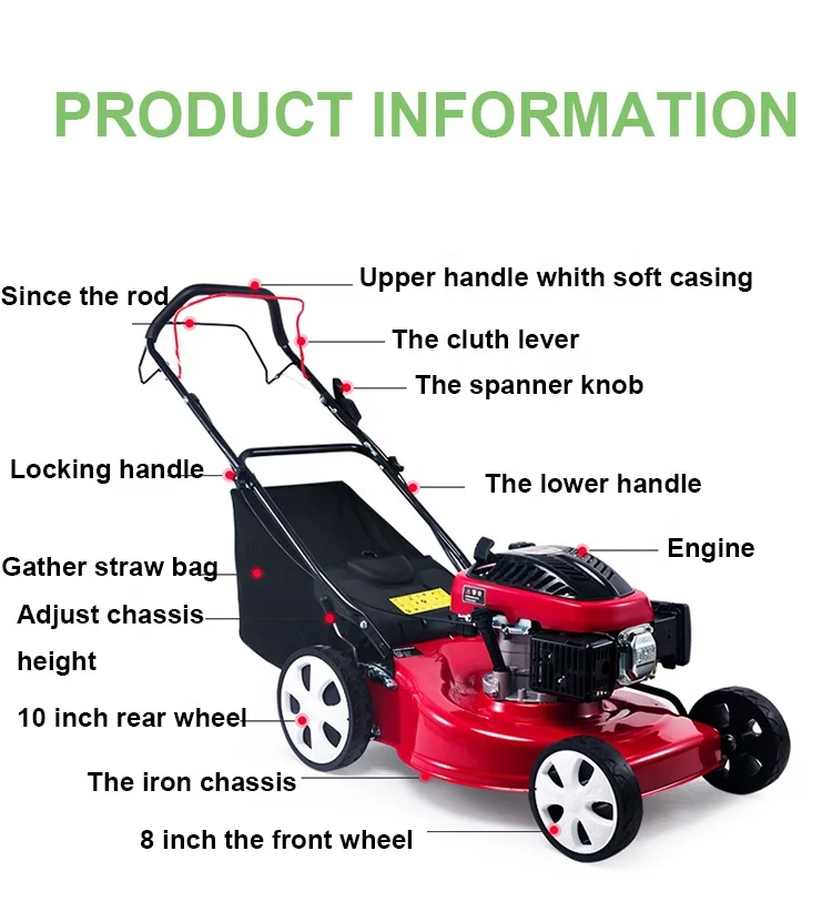  industrial hand push self propele gasoline/electric garden automatic manual folding handle lawn mowers with mini hay