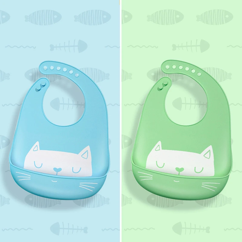 Custom Food Grade Silicone  Cartoon  Bibs Set Baby Food Supplement Tableware Waterproof Silicone Bib Baby Bibs For Christmas