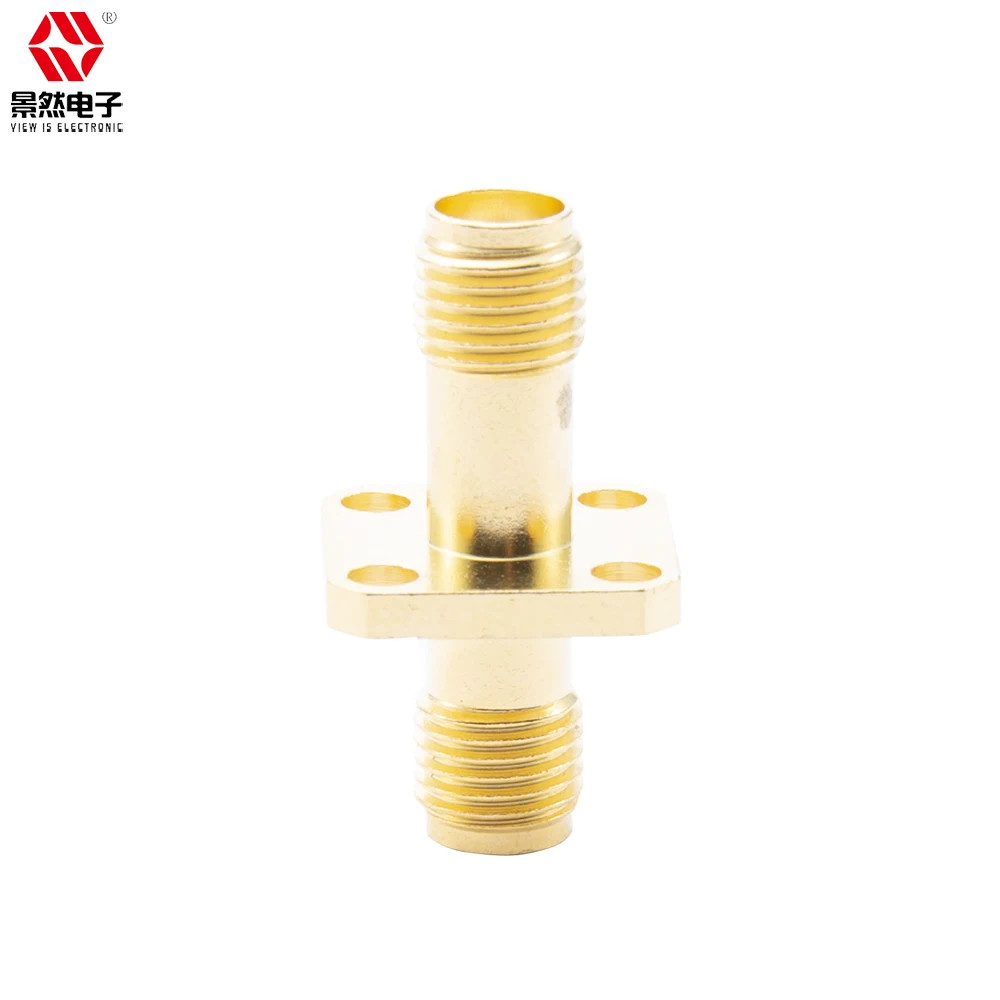 Высокочастотные коаксиальные разъемы SMA, двойная гнездовая внешняя резьба, 4 отверстия, с фланцевым адаптером серии SMA 12,7 sq