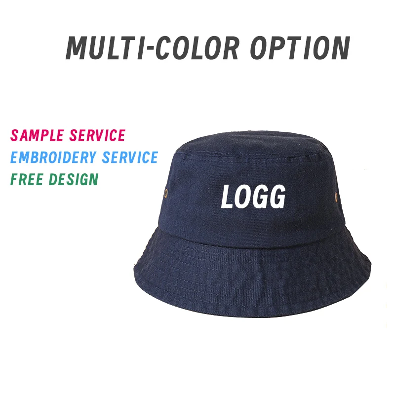 High quality polyester and cotton Solid color Fisherman hat custom embroidery DTG&DTF Design bucket hat custom Adult bucket hat