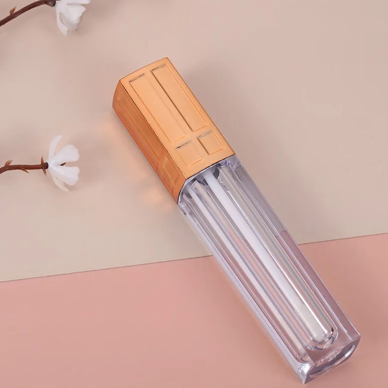 10cm hot selling 5ml square lipstick tubes custom color white rose gold lid empty makeup cosmetics lip gloss tubes