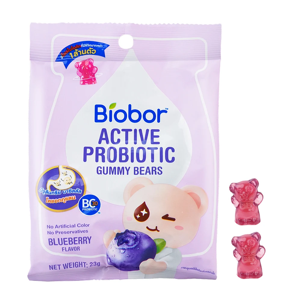 Biobor Candy Hot Selling Active Probiotic Candy Gummy Bears No Artificial Color No Preservative Blueberry Flavors Sweets