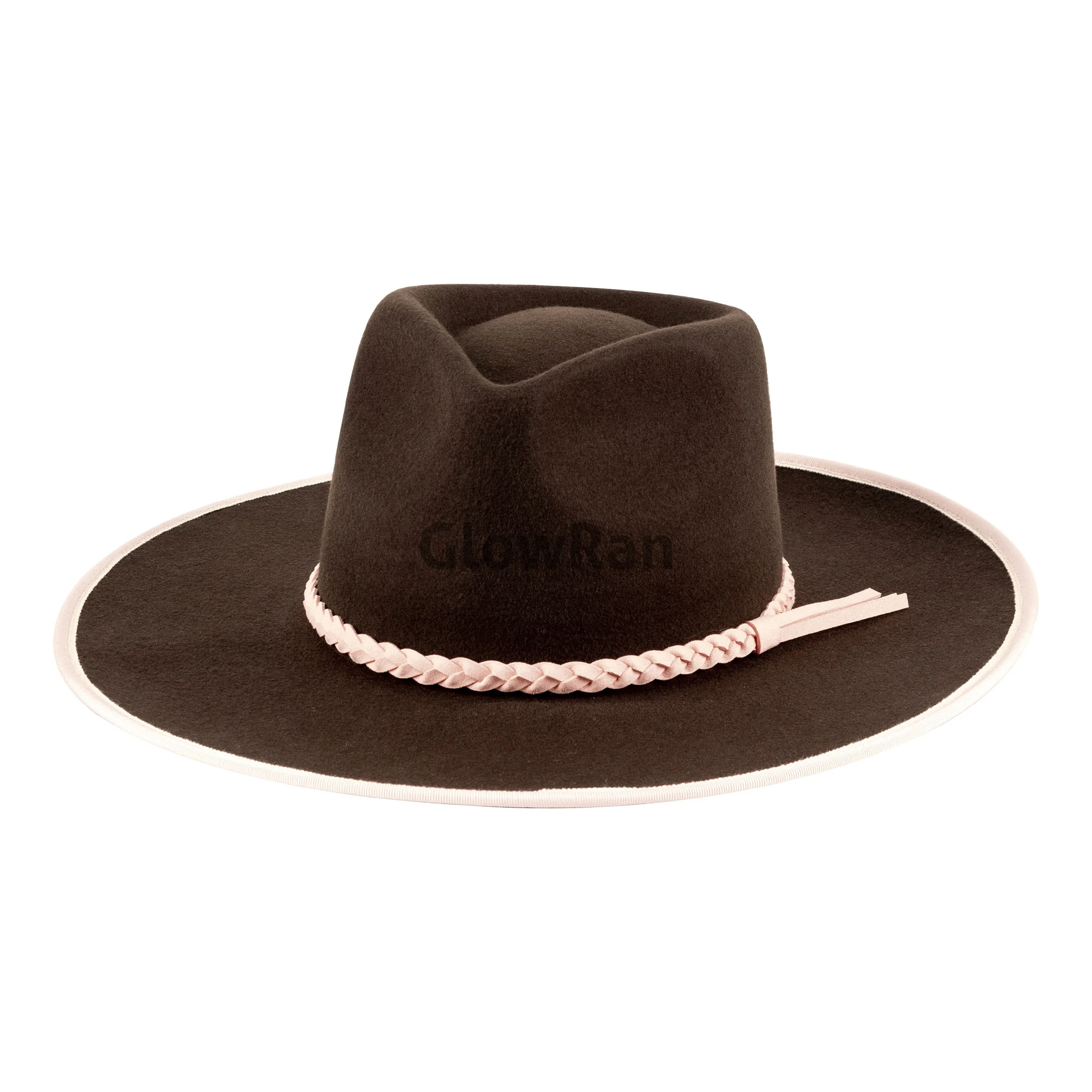 GlowRan Wholesale High-end Pure Wool VintageWomen Fedora Hat Men With Decoration Large Inventory