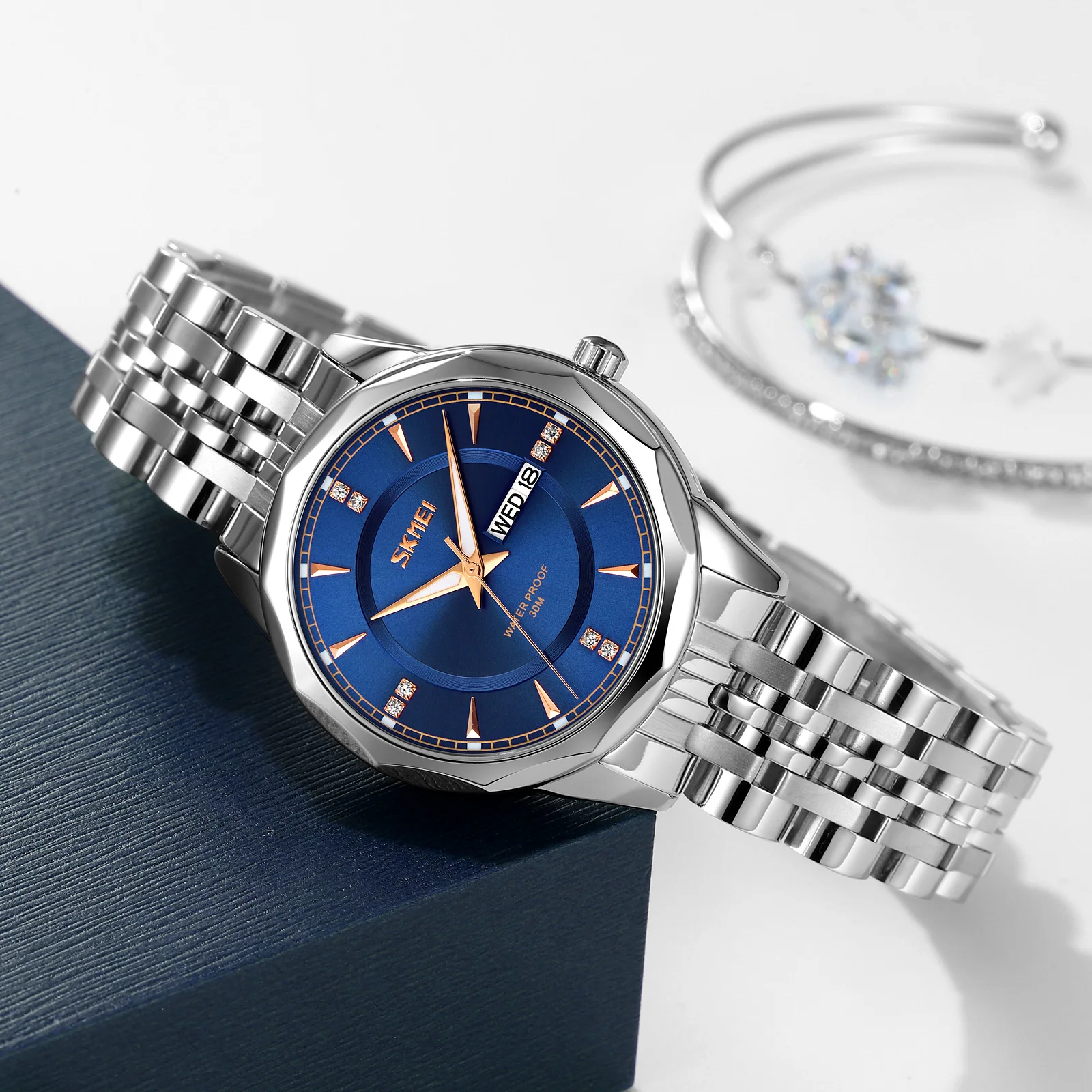 SKMEI 9264 High Quality Women Hot Sell Model Stainless Steel Luxury Lady Quartz Wristwatches
