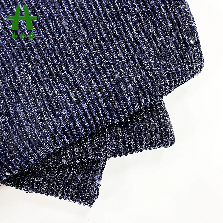 Mulinsen Textile Best Price Lurex Knit Sewing Embroidering Goffer Fabric with Sequined Polyester