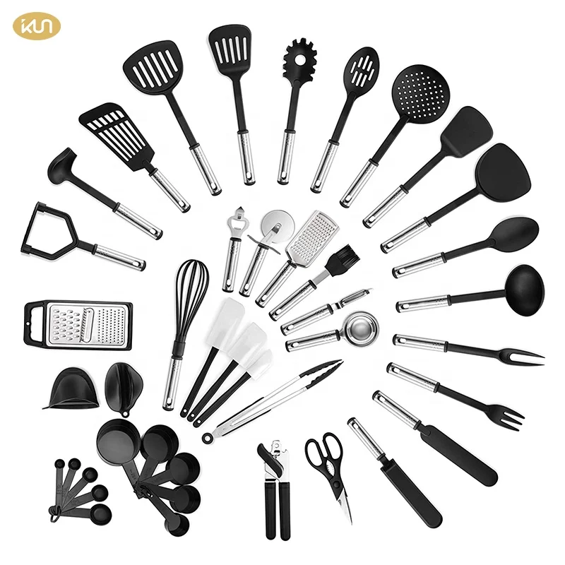 Customize 42 Pcs Nylon And Stainless Steel Utensils Set With Baking Kitchen Set Spatula Set Kitchen Gadgets