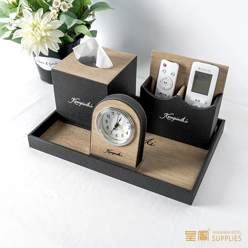 Luxury new customized Hotel Home Bathroom Accessories Serving Tray Hotel Leather Tray
