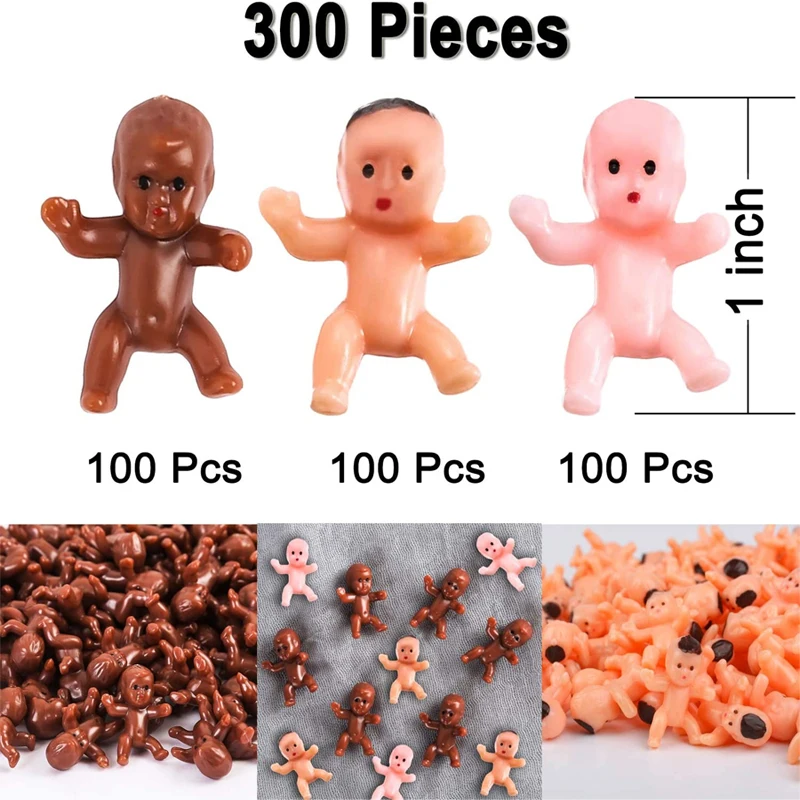 180 pcs Plastic Baby Mini Baby Shower, Ice Cube Baby Figurines