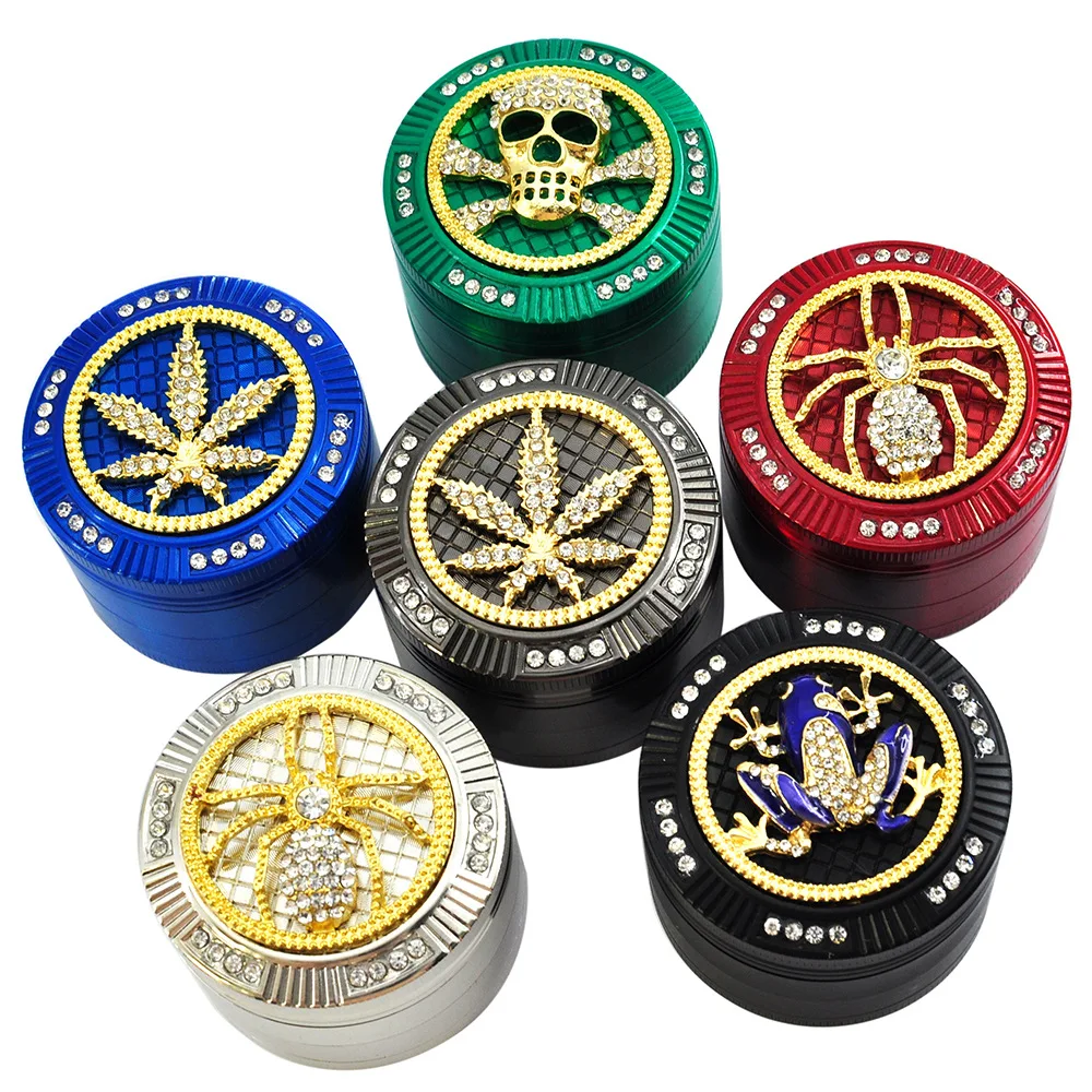 
Wholesale High Quality Smoking Accessories Engraved Colorful Tobacco Herb Grinder 52mm Weed Grinders Custom Tabacco Grinders 