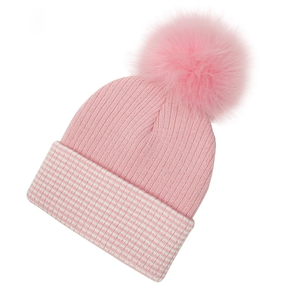 Comfortable baby winter warm pom beanie hat custom