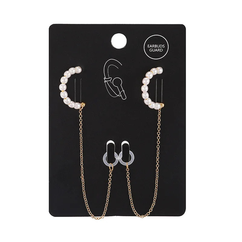 
Korean Meteor C Type Pearl 925 Needle Headset Anti Loss Earphone Earrings 