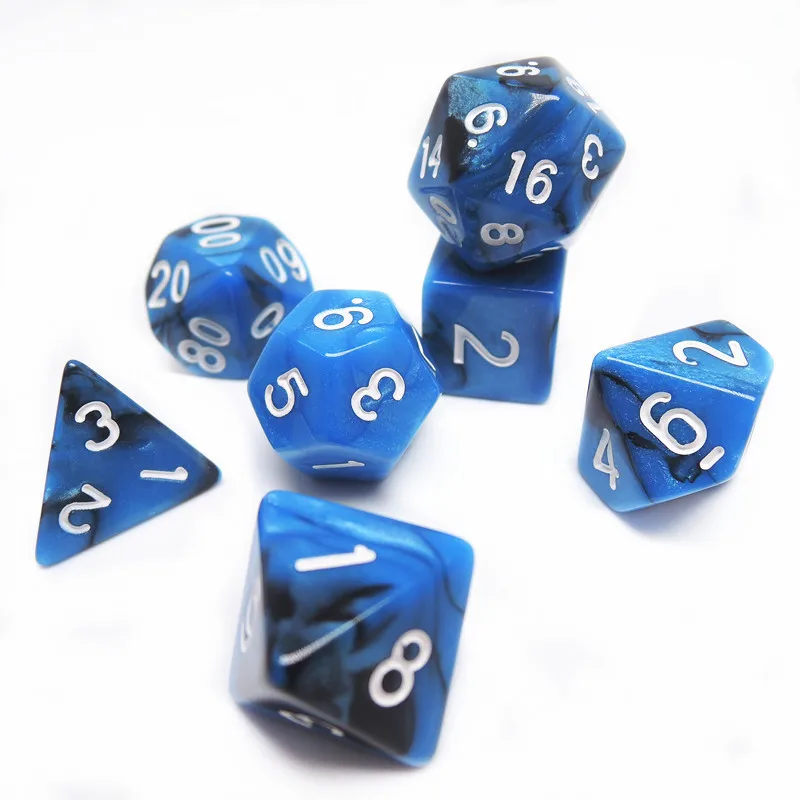 Polyhedral dice set two-color marble acrylic dice dnd game dice