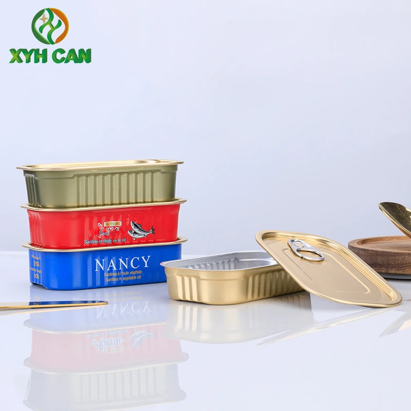 Small capacity Oval multi-color printed  tin can aluminum can for sardines Packaging Metal box